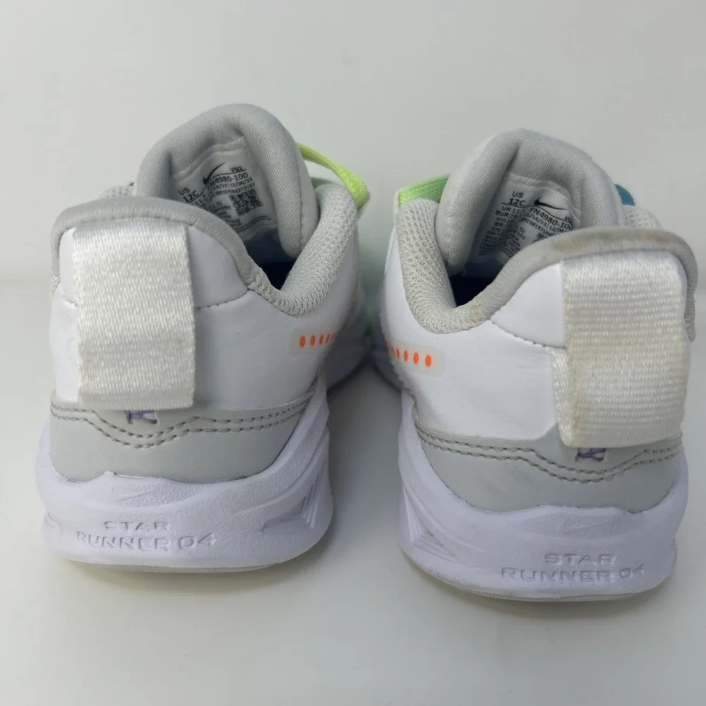 Nike Star Runner 4 Next Nature SE Kids Size 12C White Rainbow‎ Laces FN4980-100